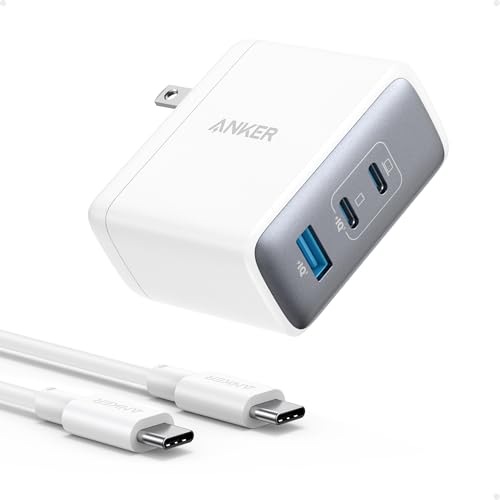 Anker Nano 100W MacBook Charger, 3-Port Fast Compact GaN USB Charger Block for MacBook Pro/Air, Pixelbook, ThinkPad, Dell XPS, iPad Pro, iPhone 17 Series, Galaxy S23,and More (White, 1 Pack & 1 Cable) - color: white