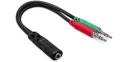Hosa YMM-107 Headset/Mic Breakout Cable, 3.5 mm TRRSF to Dual 3.5 mm TRS
