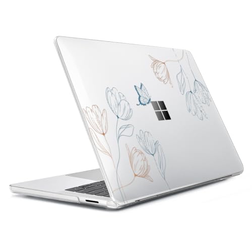 Case for 13.8 inch Microsoft Surface Laptop 7 2024 (Model: 2036), Protective Plastic Hard Shell Case + Keyboard Cover + Screen Protector + Webcam Cover for 13.8'' Microsoft Surface, Tulip - color: Tulip