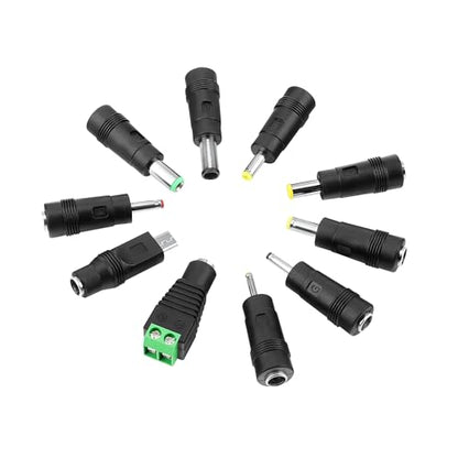 DC Plug 10 Connector Tips Kits [6.0x4.4mm 6.3x3.0mm 5.5x2.5mm 5.5x3.0mm 4.8x1.7mm 4.0x1.7mm 3.5x1.35mm 3.0x1.1mm 2.5x0.7mm Micro USB LED Terminal Connector] for 5.5 x 2.1mm AC Power Adapter