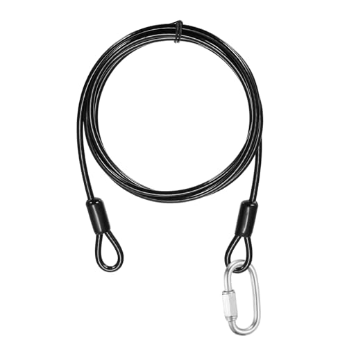 PATIKIL Security Cable Lock (3/16" Dia 6.6ft, Black) Vinyl Coated 304 Stainless Steel Double Loop Flexible Wire Rope Safety Cable with Quick Links Locking Connectors - color: Black, size: 3/16" x 6.6ft