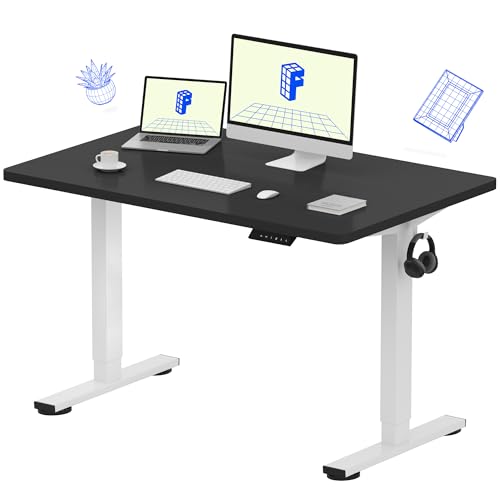 FLEXISPOT EN1 48"x30" One-Piece Standing Desk, Black | 1" Thick Seamless Desktop, 176 LBS Capacity, Home Office Use, 4 Memory Presets, Dual Monitor Setup, Anti-Collision Protection - color: Black (White Frame), size: 47.6 x 29.5 in