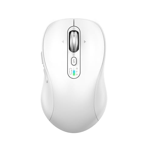 Wireless Bluetooth Mouse Rechargeable,USB+BT×2,Multi Device Quiet Ergo Computer Mouse,Metal 4-Way Super Scrolling,± 3200 DPI,10 Button,Plug&Play,Cordless Mice for Laptop,Tablet,Mac,iPad,PC,Phone-White - color: White-Regular