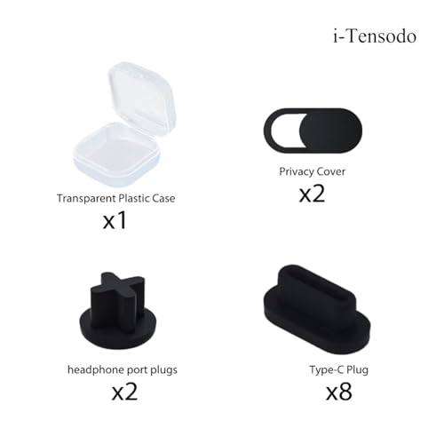 10PCS Dust Cover Port Plugs for MacBook Air 13" M2 M1 /MacBook Pro 13" M2 M1/MacBook Air 15.3" /MacBook Pro 14" 16" M3 M2 M1, Dust Plug for USB C Thunderbolt, 2PCS Webcam Cover Slide