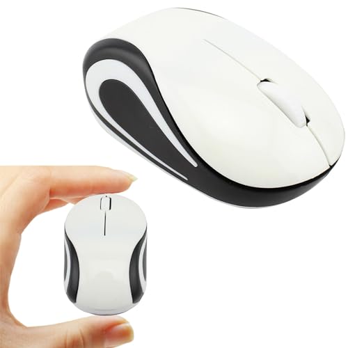 YOCUNKER Wireless Mini Mouse Ultra Portable, 1000DPI Computer Mouse Cordless, 2.4 GHz with USB Receiver, Optical Tracking, 3-Buttons, PC/Laptop (White) - color: white
