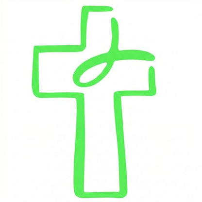2 Pieces Fluorescent Neon Green Cross & Buddha, Skull Car Decal, Safety Religious Spiritual Stickers for SUV, Windows, Motorcycles, Skateboard Christian Night Visibility Hide Scratches (Cross B) - color: Cross B