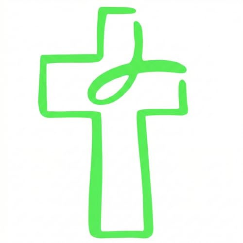 2 Pieces Fluorescent Neon Green Cross & Buddha, Skull Car Decal, Safety Religious Spiritual Stickers for SUV, Windows, Motorcycles, Skateboard Christian Night Visibility Hide Scratches (Cross B) - color: Cross B