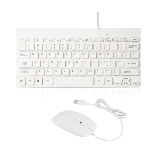 USB Wired Keyboard & Mouse Combo - Ultra-Thin Mini USB Mouse and Keyboard Combo(White)
