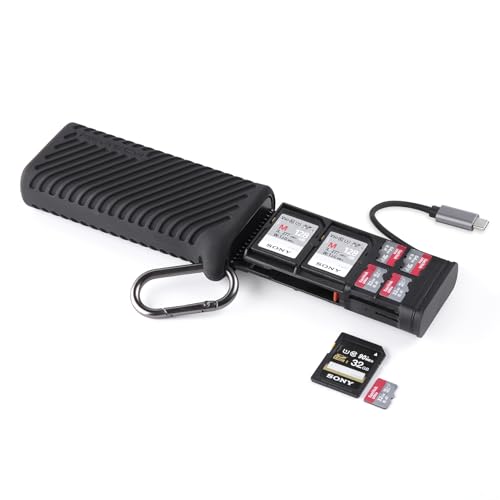 PGYTECH CreateMate High-Speed 2-in-1 SD Card Reader Adapter USB 3.1 Type-C UHS-Ⅱ SD 4.0/Micro SD Card Reader & Holder for Cameras, Smartphones, Drones, Action Cameras (Black, for SD/Micro SD) | CreateMate High-Speed 2-in-1 USB 3.1 Type-C for Camera/Phone/