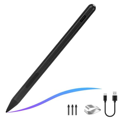 Rechargeable Stylus Pen for 16 13 Touchscreen Laptops, 4096 Pressure Levels Tilt Active Pen MPP 2.0 with Palm Rejection Eraser Shortcut Buttons (Black) - color: Black