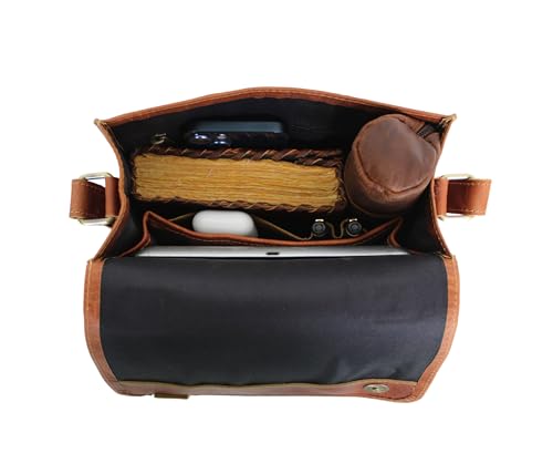 leather messenger bag laptop case office briefcase gift for men computer distressed shoulder bag - style: 11 Inches