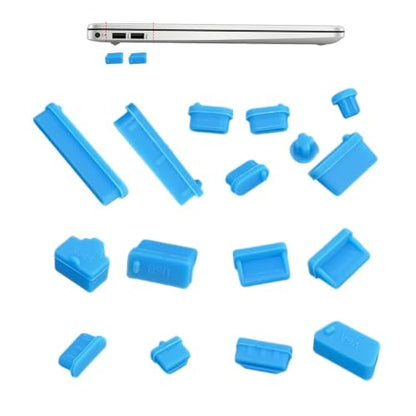 USB C Dust Plug Flexible Soft Silicone Protector 16pcs | Pc Interface Stopper for Computer PC - color: Blue