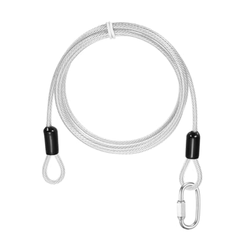 PATIKIL Security Cable Lock (5/32" Dia 4.9ft, Clear) Vinyl Coated 304 Stainless Steel Double Loop Flexible Wire Rope Safety Cable with Quick Links Locking Connectors - color: Clear, size: 5/32" x 4.9ft