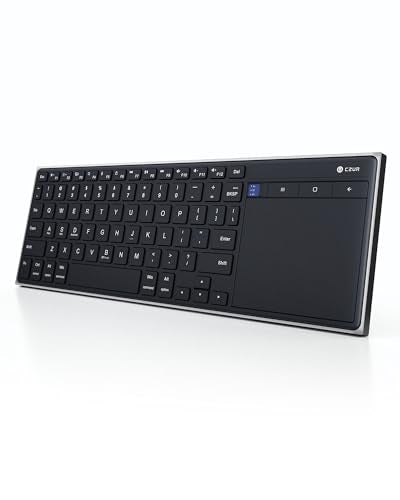 CZUR K5S Bluetooth Keyboard with Touchpad, Wireless & Wired, Rechargeable | Meadia Control, HTPC for PC-connected TV, Portable Keyboard for PC/Laptop/Tablet/Phone, for Windows/Mac/Android/iOS