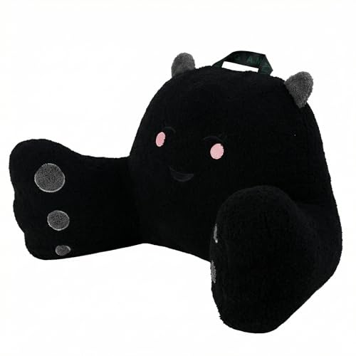 Reading Pillow for Sitting in Bed Couch Teens/Adult, Back Rest Pillow for Sitting Up in Bed with Shredded Memory Foam, Includes Arms and Washable Cover (Charcoal Black, Cloud Velvet) - color: Black, size: Cloud Velvet