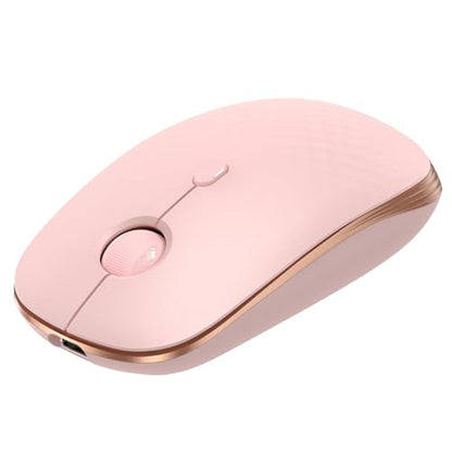 TECKNET Rechargeable Slim Portable Silent Computer 2.4 GHz Wireless Mouse | Lightweight Ambidextrous with USB-A Receiver, 4000 DPI Optical Tracking 90-Day Battery Life, Compatible with PC, Mac, Laptop - color: Rose pink