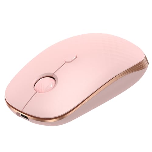 TECKNET Rechargeable Slim Portable Silent Computer 2.4 GHz Wireless Mouse | Lightweight Ambidextrous with USB-A Receiver, 4000 DPI Optical Tracking 90-Day Battery Life, Compatible with PC, Mac, Laptop - color: Rose pink