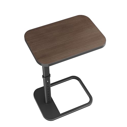 Kitstorack TV Tray Table, Adjustable Height & Rounded Metal Corners, Snack Table for Couch, Sofa, Bed, Chair, Living Room, C Shaped End Side Table for Eating, Dinner or Laptop, Small Spaces, Espresso - color: Espresso, style: Standard