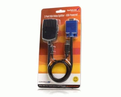 StarTech.com 2 Port VGA Video Splitter - USB Powered - 2048x1536 - VGA Video Monitor Splitter Dual Port (ST122LE) Black - style: 2 Port (USB Powered)