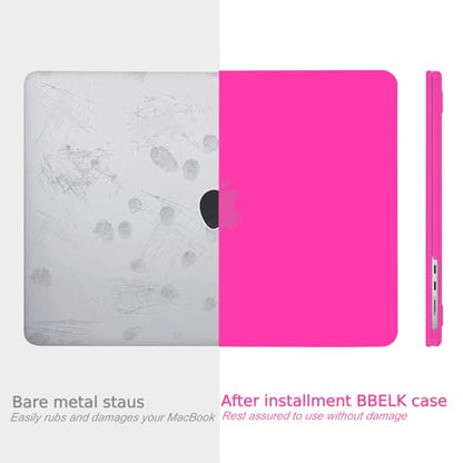 B BELK for MacBook Air 13.6 inch Case M5 2026 2025 2024 2023 2022 M4 M3 M2 | A3449 A3240 A3113 A2681, Plastic Hard Shell for MacBook Air 13 inch Case with Keyboard Cover & Screen Protector, Hot Pink - color: Hot Pink