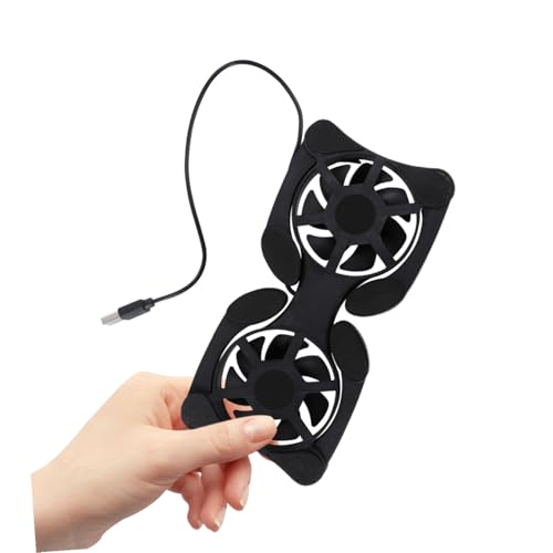 Portable Laptop Cooling Pad with Dual USB Fans, Foldable Black Notebook Cooler Stand for Office and Travel, Lightweight Computer Cooler Fan Pad for Gaming and Work