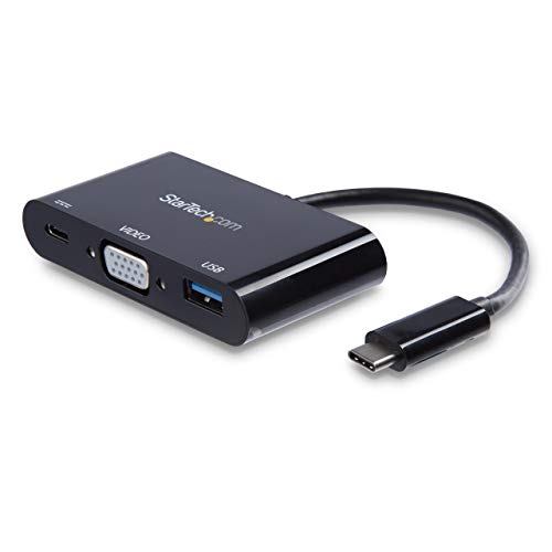 StarTech USB-C VGA Multiport Adapter with USB 3.0 Type-A and Power Delivery | USB-C dongle, Adapter converter, USB 3.0 Type-A backward compatible, Charge and power your laptop, Rugged build - style: 60W Power Delivery | 1x USB-A 3.0 | VGA