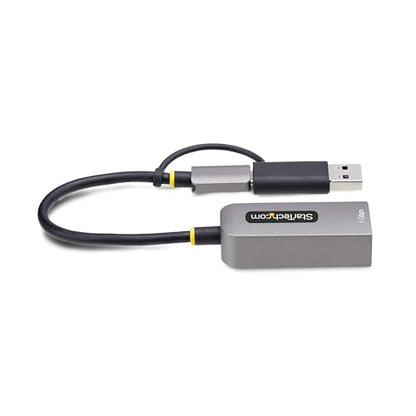 StarTech USB-C to GbE Ethernet Adapter, 10/100/1000Mbps, USB-A Dongle | USB GbE Adapter, 6in/15cm Attached Cable, Status LEDs, C21GA-USB-ETHERNET - color: Space Gray, size: 1Gbps, style: USB-C & USB-A