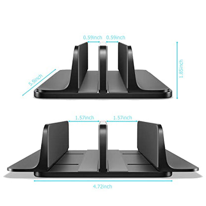 Kuzy Vertical Laptop Stand for Desk Adjustable Aluminum - Dual-Slot Laptop Holder for MacBook Stand Pro Air Anti-Slip, Black - color: Black