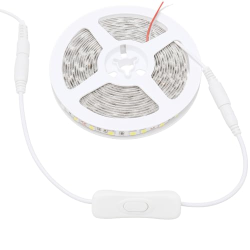 Gebildet 5pcs 12V LED Strip Light Inline On/Off Switch Cable DC Jack (5.5x2.1mm) Male to Female Connector(White) - style: DC switch(white)
