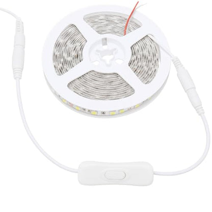 Gebildet 5pcs 12V LED Strip Light Inline On/Off Switch Cable DC Jack (5.5x2.1mm) Male to Female Connector(White) - style: DC switch(white)