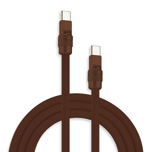 chubbycable USB C to C 240W Silicone Charging Cable, All Chocolate, 3.3FT | Premium Zinc Alloy Connectors, 6mm Extra Thick, 45,000+ Bend Tested, E-Marker Chip, Stable 480Mbps Data Transfer - color: Chocolate+Chocolate, size: 3.3ft (1m), style: Type C-Type