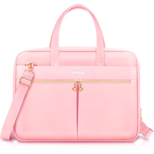 Ferkurn Laptop Bag Case Women Men Computer Bag Compatible with MacBook/HP/LG/Dell, Shoulder Strap Slim Carrying Messenger Briefcase, Pink, 14 Inch - color: Pink, size: 14 inch