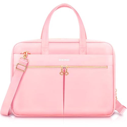 Ferkurn Laptop Bag Case Women Men Computer Bag Compatible with MacBook/HP/LG/Dell, Shoulder Strap Slim Carrying Messenger Briefcase, Pink, 15.6-16 Inch - color: Pink, size: 15-15.6 inch