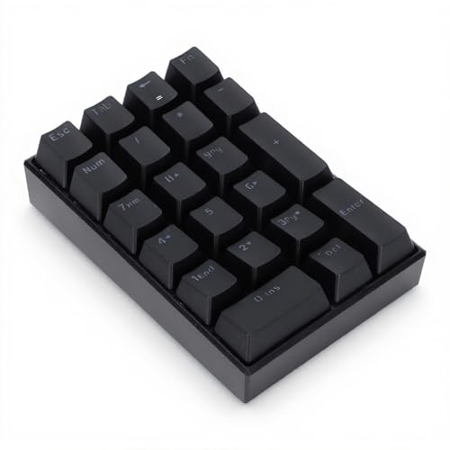 USB Numeric Keypad, LED Backlit 21-Key Mechanical Numpad for PC , Ergonomic Wired Number Pad for Desktop Laptop, Mini Portable Numeric Keypad for Home and Office, Plug and Play (Red Switch)