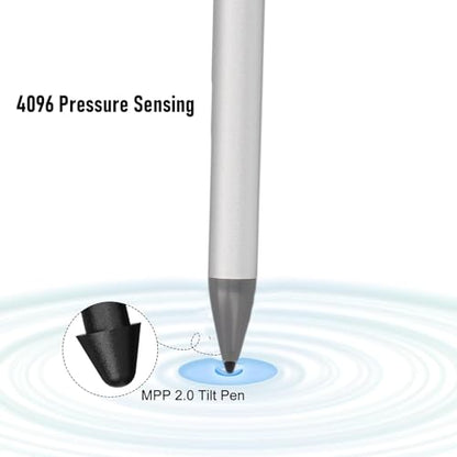 Rechargeable Active Stylus Pen, MPP 2.0 Tilt Sensing Stylus, 4096 Pressure Levels, Fast Charging, Magnetic Attachment Stylus Pen for Drawing Note Taking - color: Silver