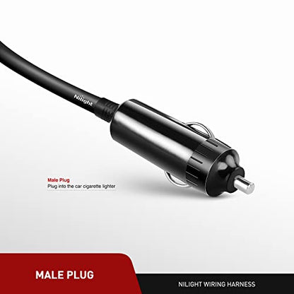 Nilight NI-WA-01C Cigarette Lighter Extension Cord Cable Heavy Duty 14ft 12V/24V Car Charger with Cigarette Lighter Socket (Pack of 2) - color: 4,3 m Zigarettenanzünder schwarz