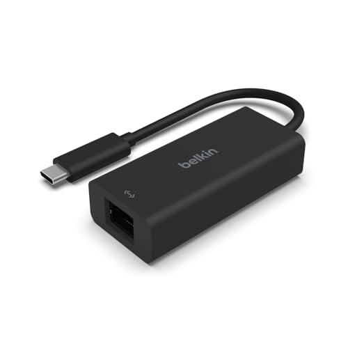 Belkin USB Type C to 2.5 Gb Ethernet Adapter, USB-IF Certified Thunderbolt 3 & 4 / USB-C to LAN Network Adapter Compatible with MacBook Pro/Air, iPad Pro, XPS, Surface, and Other USB C Devices