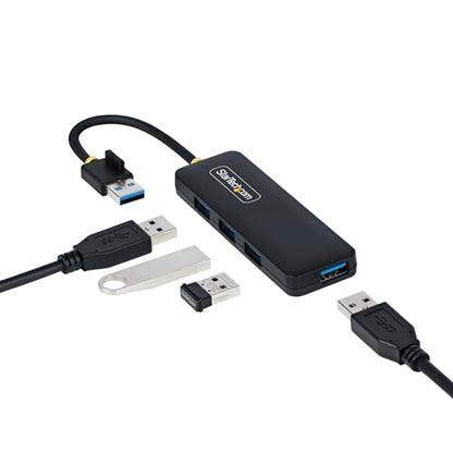 StarTech 4-Port USB-A Hub 5Gbps with 5in/13cm Cable, iMac (H5A4A-USB-HUB) | USB 3.0 data transfer, USB Powered, Travel mini, Portable multi-port splitter, Windows PC, MacBook, Chromebook, Surface - size: 0.4 ft, style: USB-A