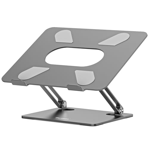 BoYata Laptop Stand, Laptop Holder, Multi-Angle Stand with Heat-Vent, Adjustable Notebook Stand for Laptop up to 17 inches, Compatible for MacBook Pro/Air, Surface Laptop, and so on (Space Gray) - color: Space Grey