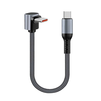 FINEANDENG Nylon USB-C to USB-C Short Fast Charging Cable 9.84 Inch Type C Male to Male Power Bank Dedicated Data Cable for Mobile Phones,Power Banks,Laptops,etc (90 Degrees 100w)