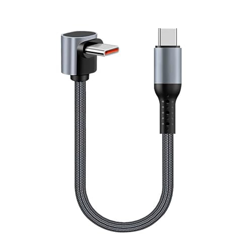 FINEANDENG Nylon USB-C to USB-C Short Fast Charging Cable 9.84 Inch Type C Male to Male Power Bank Dedicated Data Cable for Mobile Phones,Power Banks,Laptops,etc (90 Degrees 100w)