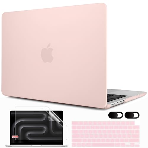 MEEgoodo for M5 MacBook Pro 16 inch Case 2026 2024 2023 2021 (Fit Model A3429/A3428/A3403/A3186/A2991/A2780/A2485) M5 M4 M3 M2 M1 Pro/Max, Laptop Case with Keyboard & Webcam Cover, Pink - color: Pink