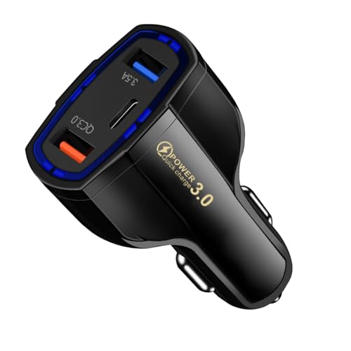 Ankuee Fast Car Charger Adapter, QC3.0 Quick Power Delivery Block with Dual Port USB Type C, Cigarette Lighter Plug Fast Charging, Compatible with iPhone 15 Pro Max Plus Samsung and More (Black) - color: Style C