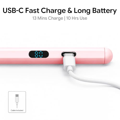 Active Stylus Pen with LED Display, 2-in-1 Dual Modes Digital Pencil for iPad iPhone Samsung Android Tablets & Switch, Palm Rejection & Tilt Sensitivity for Drawing, No Bluetooth Pairing (Pink) - color: Pink