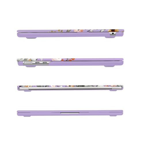 MOSISO Compatible with MacBook Air 13 inch Case M5 2026 M4 2025 M3 M2 2024-2022 A3449 A3240 A3113 A2681, Plastic Garden Flowers Hard Shell&Keyboard Cover&Screen Film for MacBook Air 13.6, Purple - color: Purple