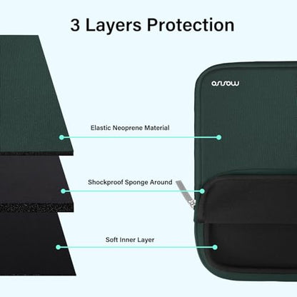 MOSISO Laptop Case 13-14 inch, 13.3 inch Laptop Sleeve Bag Compatible with MacBook Air 13 13.6/Pro/Neo 13/Pro 14, HP Dell ASUS Lenovo,Neoprene Carrying Case with Horizontal Pocket, Emerald Green - color: Emerald Green