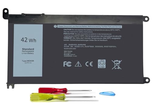 42Wh WDX0R Battery Replacement for Dell Inspiron 13 15 5000 7000 Series | 7573 5570 7579 7378 5567 5565 5379 Latitude 3490 3590 3340 3400 3390 3500 Vostro 5568 P69G P58f P66F WDXOR 11.4V - size: 8*4.5*0.26inch WDX0R