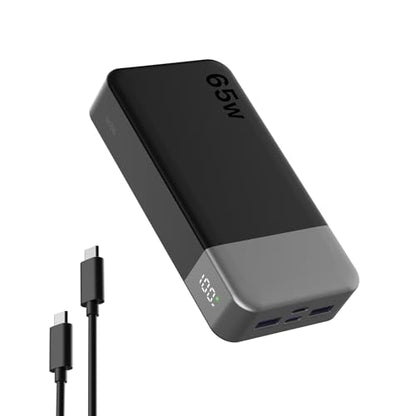 NOBIS 20000mAh Battery Pack Power Bank 65W Power Bank, Portable Charger with Digital Display, Dual USB-C/USB-A Fast Charging for Laptop, Phone, Tablet, Travel-Friendly External Battery Pack - color: Black