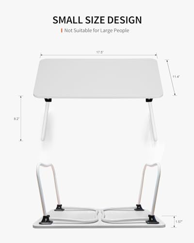 FISYOD Foldable Lap Desk, Laptop Bed Desk, Portable Bed Table, Laptop Stand for Bed & Couch, Lightweight & Mini - White - color: White