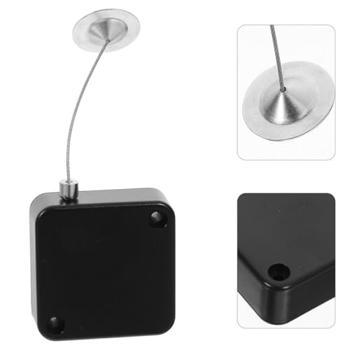 POPETPOP 3Pcs Retractable Anti Theft Cable Lock with Steel Wire, Hardware Security Cable Case for Remote Controls and Laptops, 1 Meter Length with Locking Clip and Iron Cap, Black